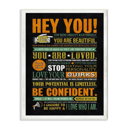 Stupell Industries Hey You Inspirational Wooden Wall Plaque